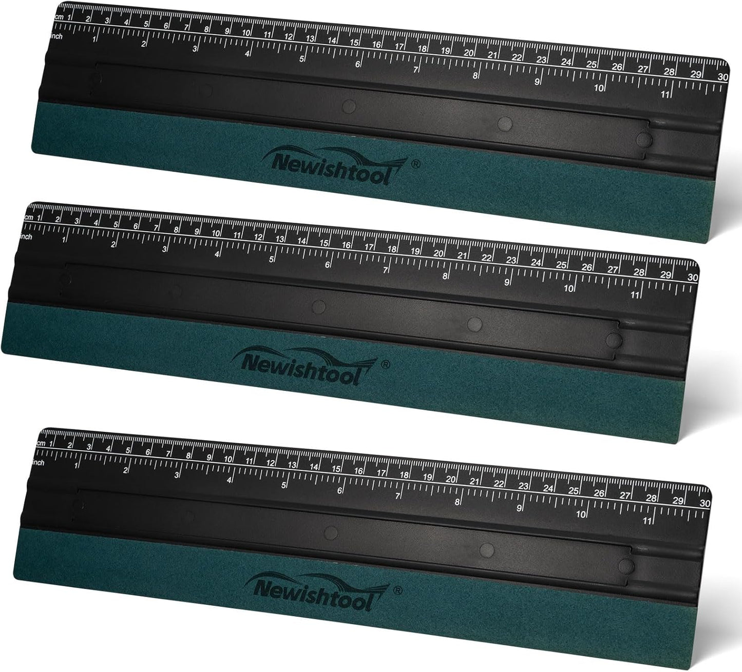 NEWISHTOOL Vinyl Wrap Squeegee for Vinyl, Big Size Wallpaper Smoothing Squeegee, 3 Pack 25CM Decals Squeegee with Ruler & Micro Suede Felt Edge for Sign Making Graphic Window Tint Film Application