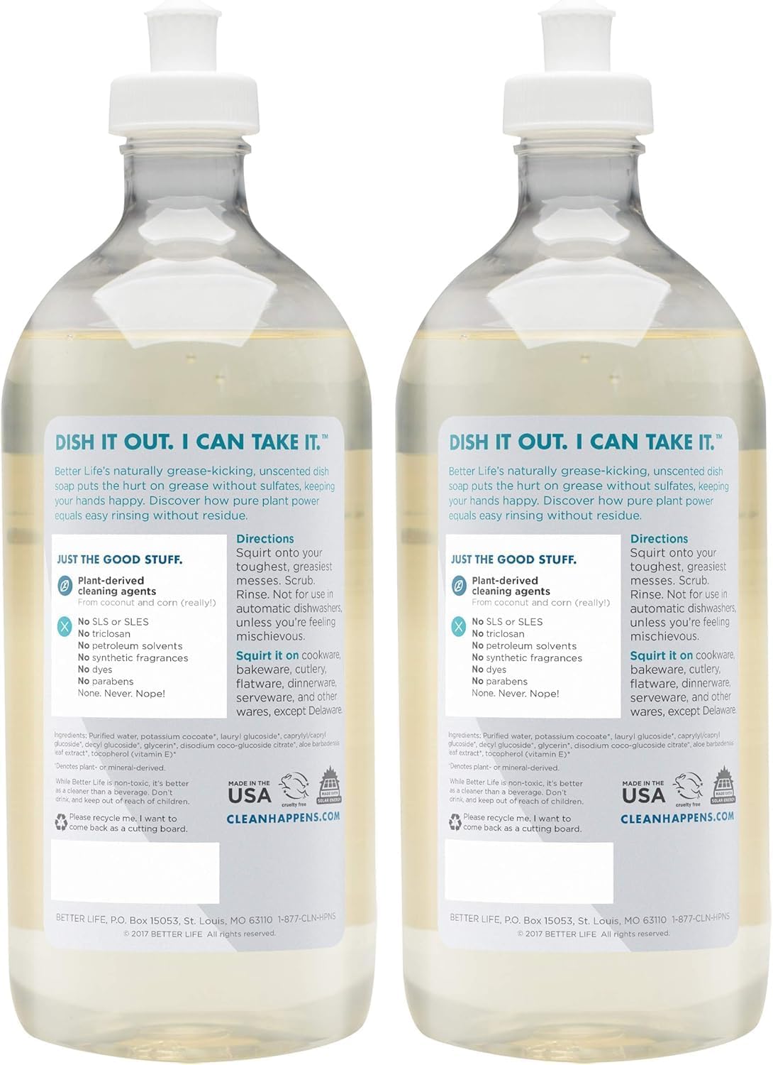 Better Life Dish Soap - Liquid Dishwashing Soap with Vitamin E and Aloe for Home & Kitchen Sink - No Gloves Required Kitchen Soap for Sensitive Skin - 22oz (Pack of 2) Lemon Mint