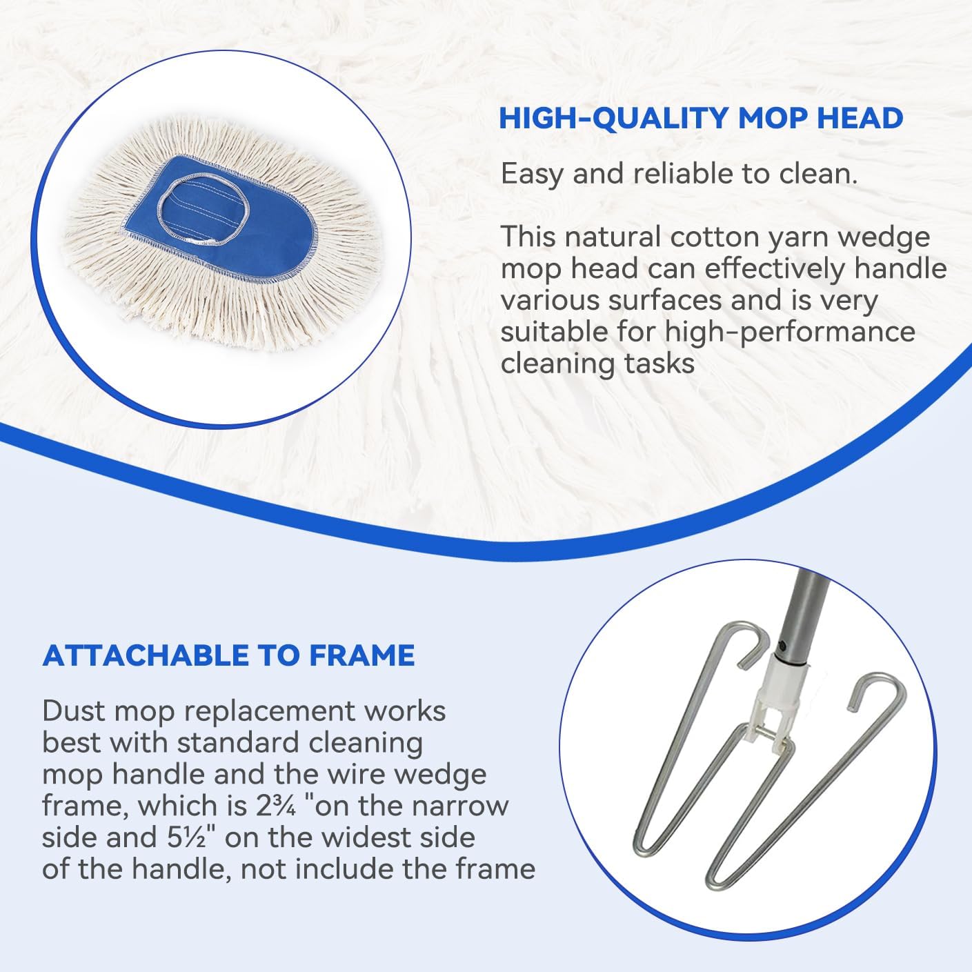 10 Inch Dust Mop Head: Replacement Medium Washable Commercial Sweeper and Janitorial Dust Mop Head Replacement (3 Packs)
