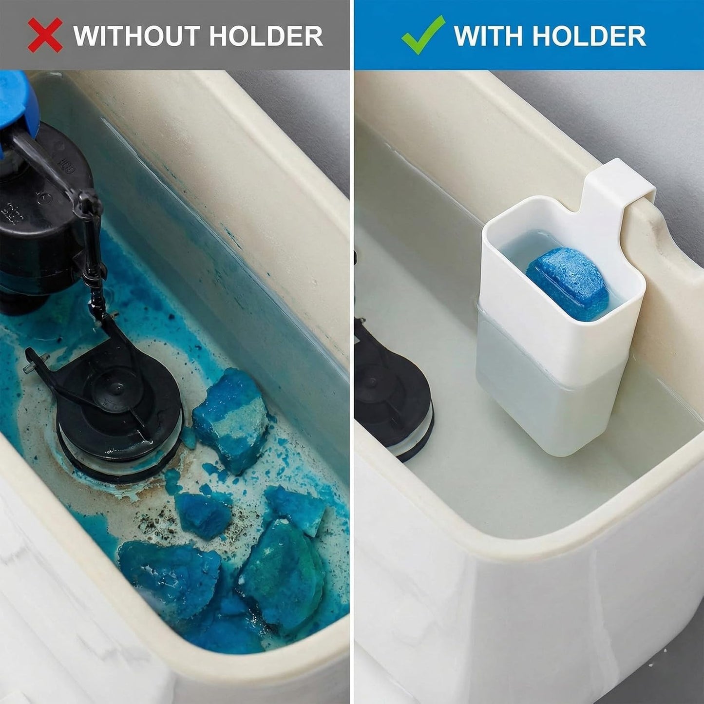 Toilet Tank Cleaning Tablet Holder (1 Pack), Hanging Rack Prevents Residue & Clogging, Slow-Release Design Extends Cleaner Tablet Life, Fits Most Standard Tanks