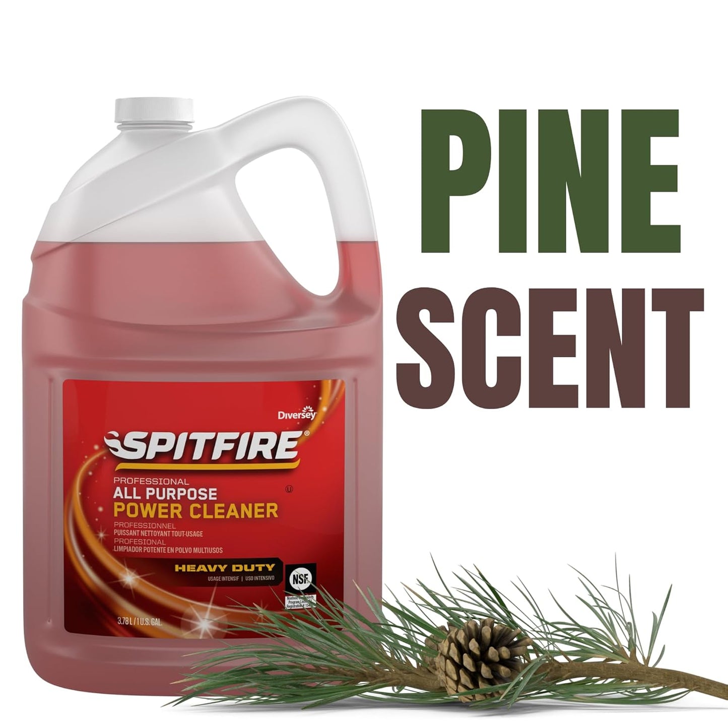 Spitfire CBD540045 Professional All Purpose Liquid Power Cleaner, Heavy Duty Degreaser Removes Resin, Paint, Oil, Ink, Gum, Pine Scent, Ready-to-Use Refill, 1-Gallon