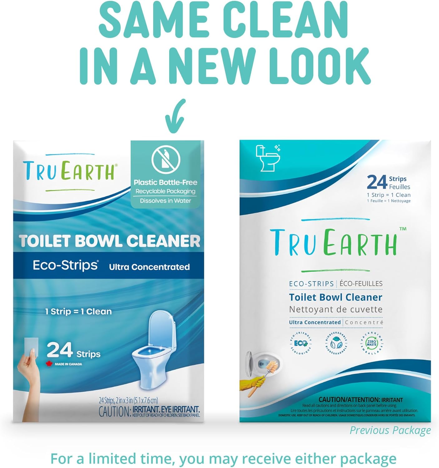 Tru Earth Toilet Bowl Cleaner Eco-Strips | Plastic Jug-Free, Septic-Safe For Cleaning | Easy to Use | 48 Strips