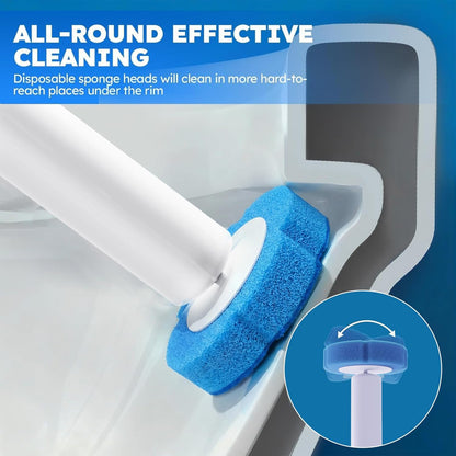 Disposable Toilet Brush- Toilet Bowl Cleaner, Toilet Bowl Brush, Toilet Wand with 12PCS Brush Refills for Bathroom Deep Cleaning Squre Shape(1 Pack, White)