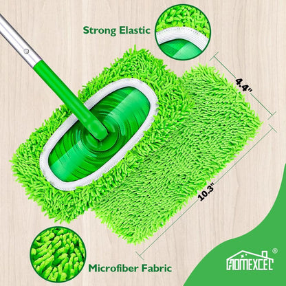 HOMEXCEL Reusable Microfiber Mop Pads Compatible with Swiffer Sweeper-Washable Wet Pad Refills for Wet & Dry Use, Floor Cleaning Mop Head Pads Refills for Household Cleaning, Pack of 4, White