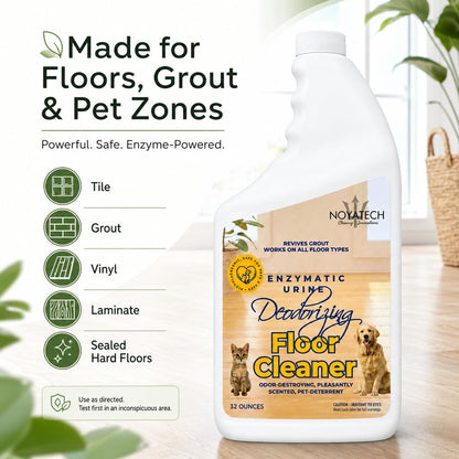 NOYATECH Pet Floor Cleaner for Mopping – Enzyme Urine & Odor Eliminator – Safe for Hardwood, Tile, Laminate & Grout – Dog & Cat Pee Concentrate, 32 oz
