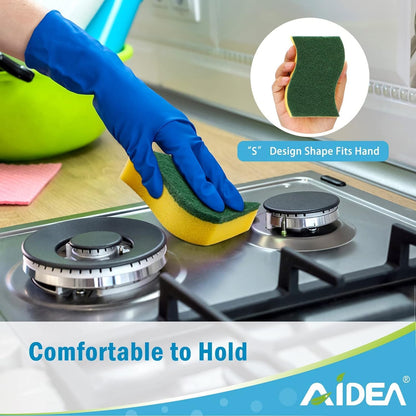AIDEA Sponges Kitchen, XL Heavy Duty Dish Sponge, Cleaning Dish Scrubber Sponge for Home and Kitchen, Extra Large Cleaning Supplies for Pots, Pans, 24 Pack