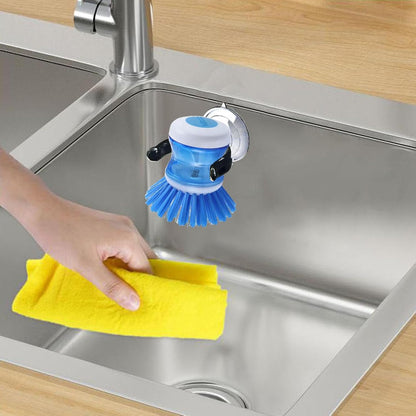 Soap Dispensing Palm Brush Holder Traceless Suction Cup Dish Brush Holder for Kitchen Brush Dish Brush with Soap Dispenser Pot (Open Type)