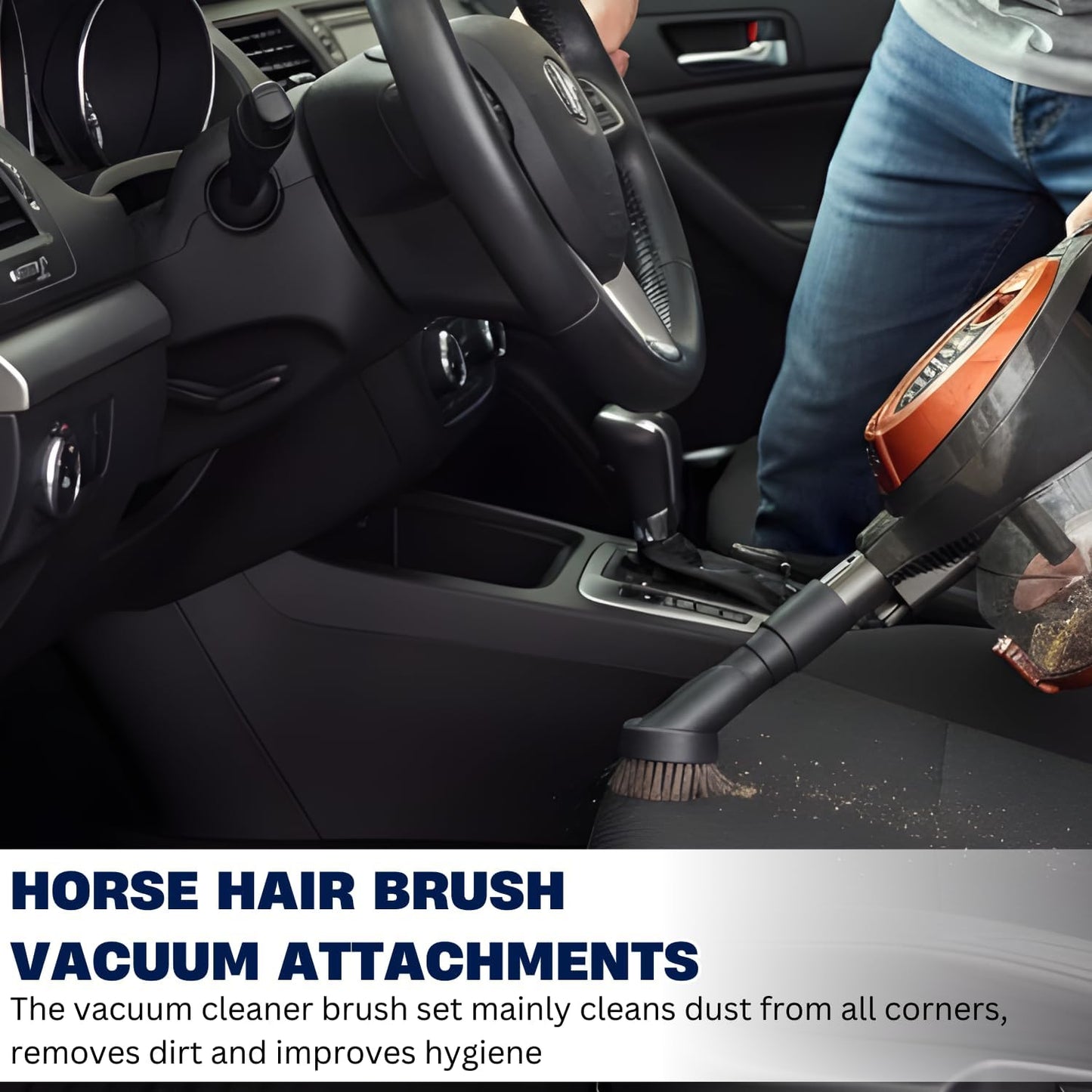 Horse Hair Vacuum Attachment (1.25 Inch) plus 1 3/8'' to 1 1/4'' Vacuum Hose Adapter: Soft Bristle Brush 32mm Vacuum Accessories for Car Detailing, Furniture, Blinds, Air Vents & Delicate Surfaces