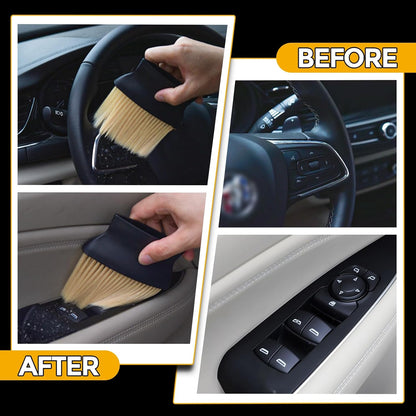 7PCS Car Detailing Brush Kit - Ultra Soft Boars Hair Car Interior Detailing Brushes, Includes 4 Different Brushes, Multi-use for Cleaning Interior or Exterior - Perfect Car Accessory Gift