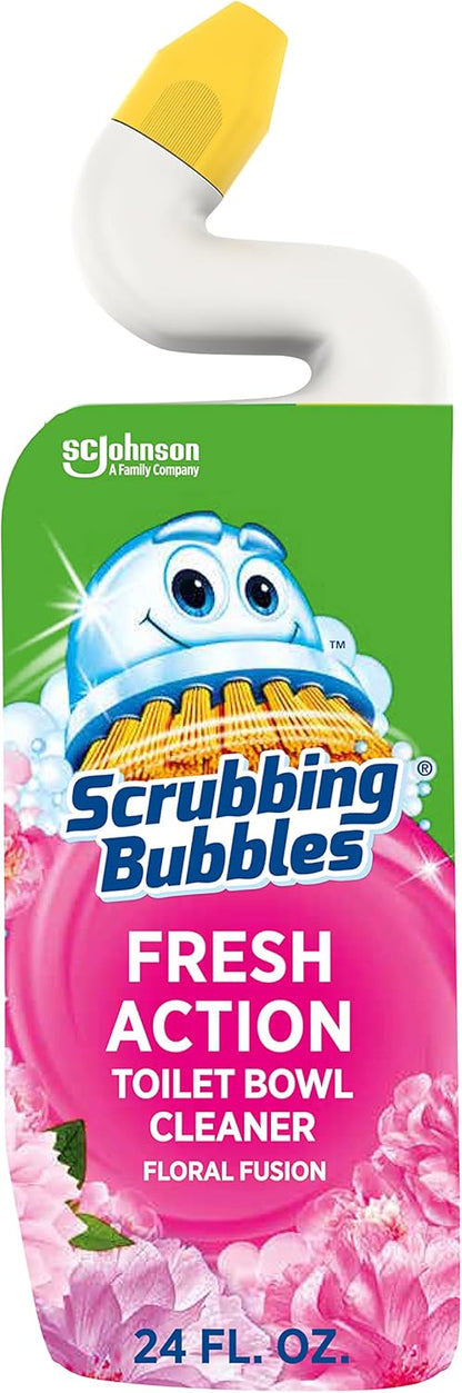Scrubbing Bubbles Toilet Bowl Cleaning Gel, Non-Bleach Bathroom Cleaner, Gets Rid of Limescale and Hard Water + Rust Stains, Rainshower Scent, 24oz