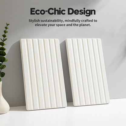 2PCS Water Absorbing Stone Drying Tray Mat for Bathroom Sink & Kitchen Counter Faucet Organizer, Quick Dry Dish Rack Soap Dispenser Sponge Holder, Vanity Sink Caddy Bar Coaster, Ivory White 8“x 4”