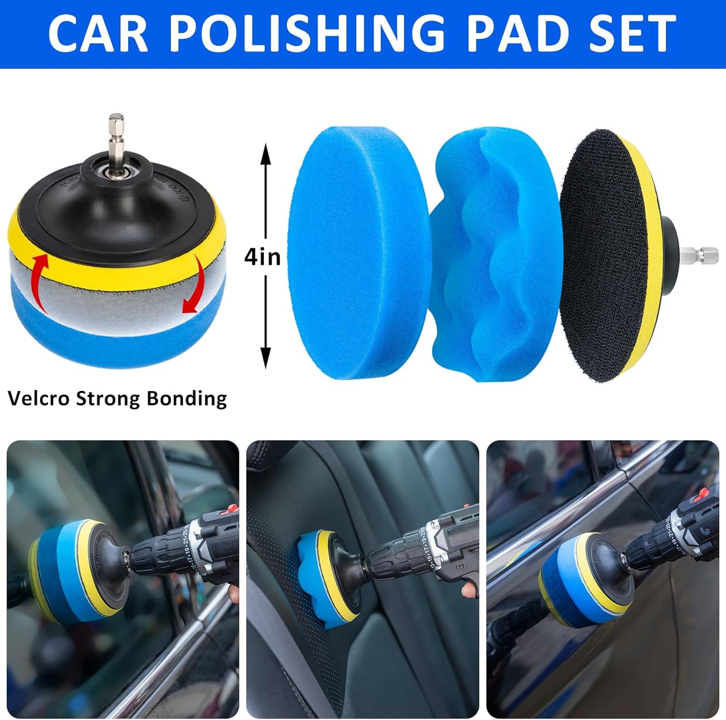 37Pcs Car Detailing Brush Set, Car Detailing Kit, Auto Detailing Drill Brush Set, Car Detailing Brushes, Car Wash Cleaning Tools Kit with Car Vacuum for Interior, Exterior, Wheels, Blue