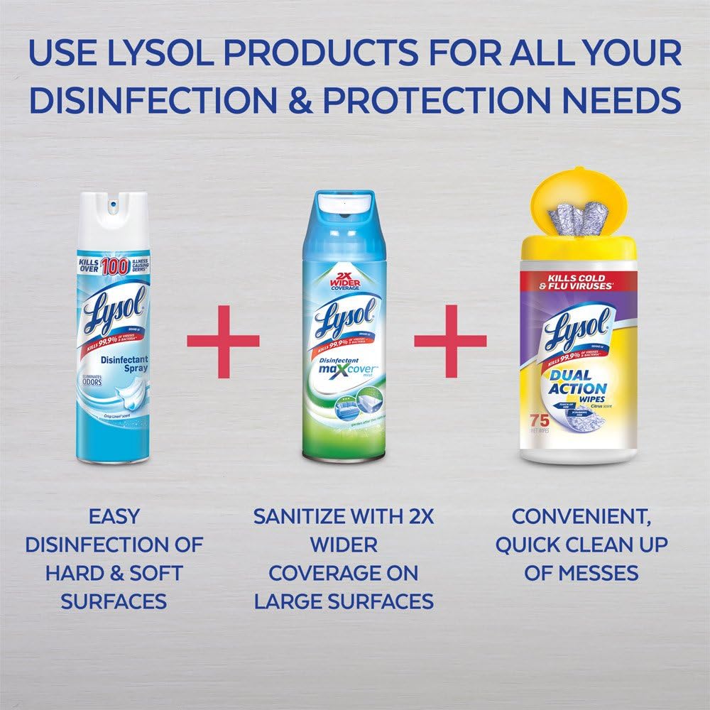 Lysol, Dual Action Complete Clean Disinfecting Wipes, White, 75 Count, Citrus, 450 Count, (Pack of 6)