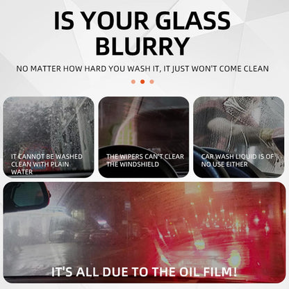 Glass Emulsion Cleaner, Car Glass Oil Film Remover, Roll-On Glass Guard with Brush, Anti-Fog Windshield Cleaner Removes Oil Grease Fog for Clear Driving Visibility