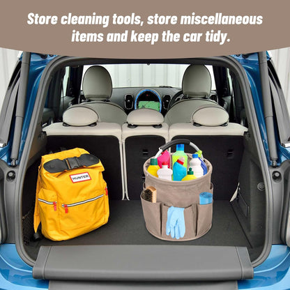 Qivine 17L Cleaning Caddy with Handle, Cleaning Supply Caddy Foldable Tool Bag Cleaning Products Organizers Portable Cleaning Bucket Organiser for Storing Towels(Blue)