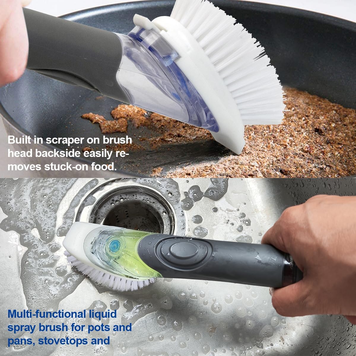 CELOX Dish Brush with Soap Dispenser, 1 Dish Wand & 3 Dish Brush Refill Heads