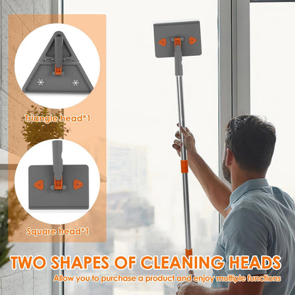 Baseboard Cleaner Tool with Handle,Folding Wall Mop with 79" Extension Pole, Swivel Wall Cleaner Mop with Squeegee, 8 Reusable Pads for Baseboard, Wall, Ceiling, Window, Floor, Furniture