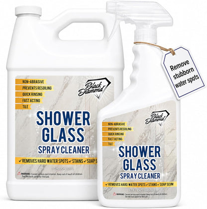 Black Diamond Stoneworks Shower Glass Cleaner – Professional Strength Shower Door & Tile Spray - Removes Hard Water Stains, Soap Scum & Water Spots, Non-Abrasive, Prevents Resoiling (32oz)