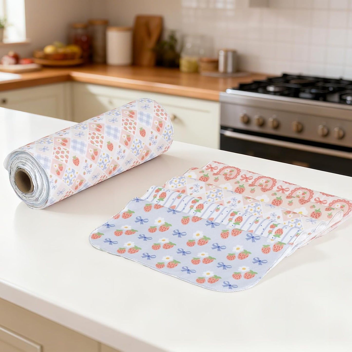 25 Pack Reusable Paper Towels, Paperless Towels Roll Washable Cotton Cloth for Kitchen Towels Zero Waste Products Alternative Paper Towels Alternative (Bohemian)