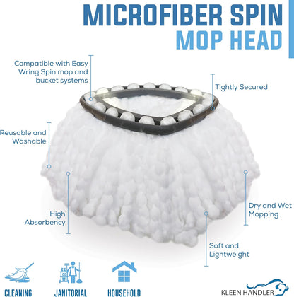 KLEEN HANDLER Microfiber Spin Mop Replacement Head Refills Compatible with O-Cedar EasyWring 1 Tank System, Blue, L (6-Pack)