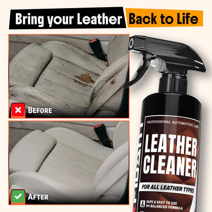 Leather Couch Cleaner - pH Neutral, Non-Toxic & Non-Greasy - Gently Removes Stains & Restores Natural Look - Safe for Car Leather Seats, Interior & Upholstery, Furniture & Sofa - 18 fl. Oz with towel