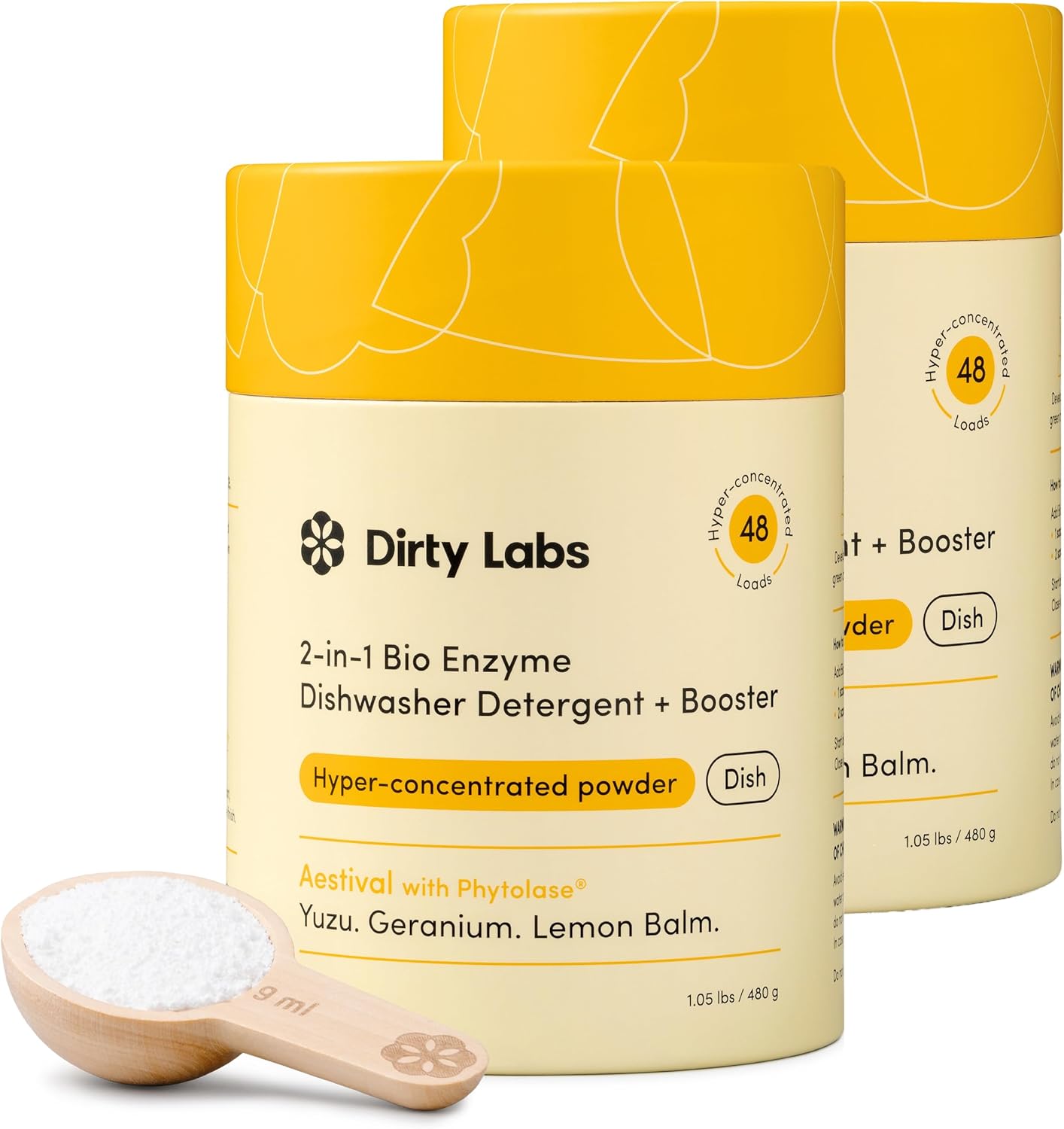 Dirty Labs | Dishwasher Detergent and Booster | Scent Free | 48 Loads (1 lb) | Ultra Clean, Spot Free, Quick Wash Optimized | Hyper Concentrated