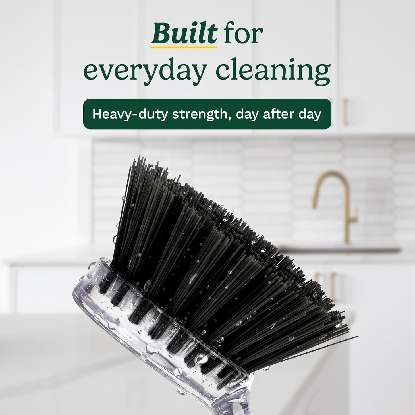 Cuisinart Dish Brush with Handle 2 Pack – Kitchen Scrub Brush for Dishes, Pots & Pans, Non-Scratch Dish Scrubber, Firm Bristles for Sink & Cookware, Comfortable Grip for Everyday Cleaning