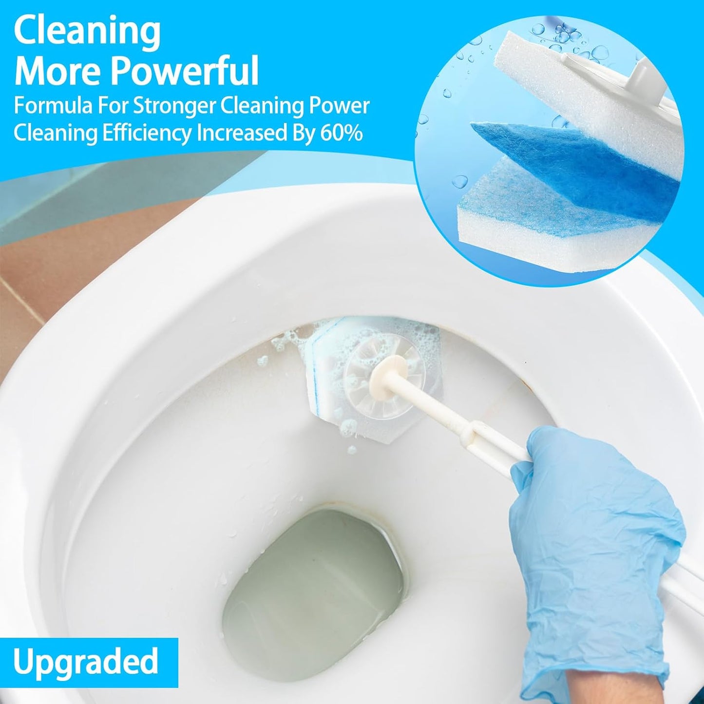 50 Pcs Toilet Wand Refills, Toilet Bowl Cleaners Replacement Heads, Disposable Sponge Scrubber for Household Cleaning Bathroom Cleaners Compatible Heads, Washroom Mats Brush Cleaning System