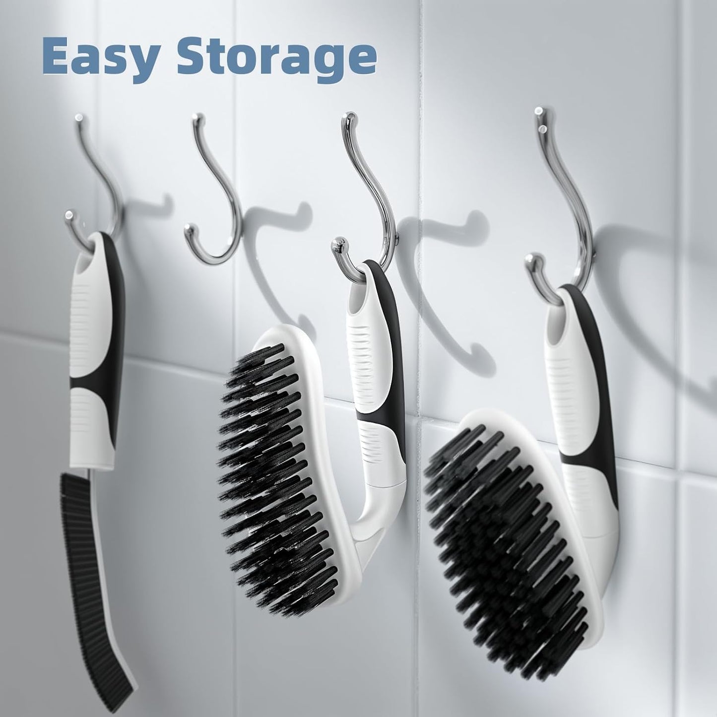 Cleangor Scrub Brush Set, Heavy Duty Scrub Brushes Crevice Cleaning Brush with Stiff Bristles, 3 Different Brushes Included for Household Use, Grout, Tile, Bathroom, Kitchen, Bathtub, Floor