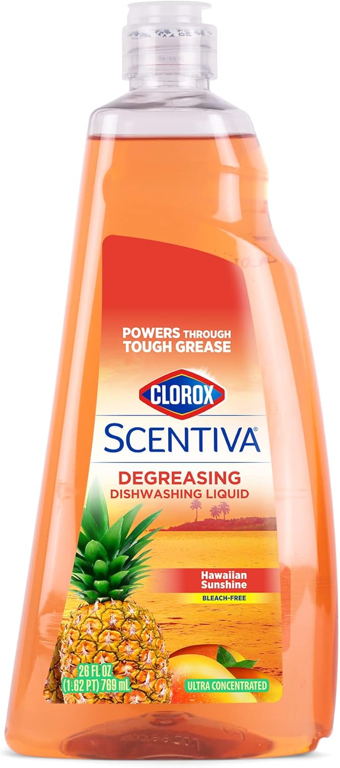 CLOROX Scentiva Dishwashing Liquid Soap | Smells Great and Cuts Through Grease Fast | Quick Rinsing Formula for a Powerful Clean You Can Trust, Pacific Breeze & Coconut, 26 Oz (Pack of 6)