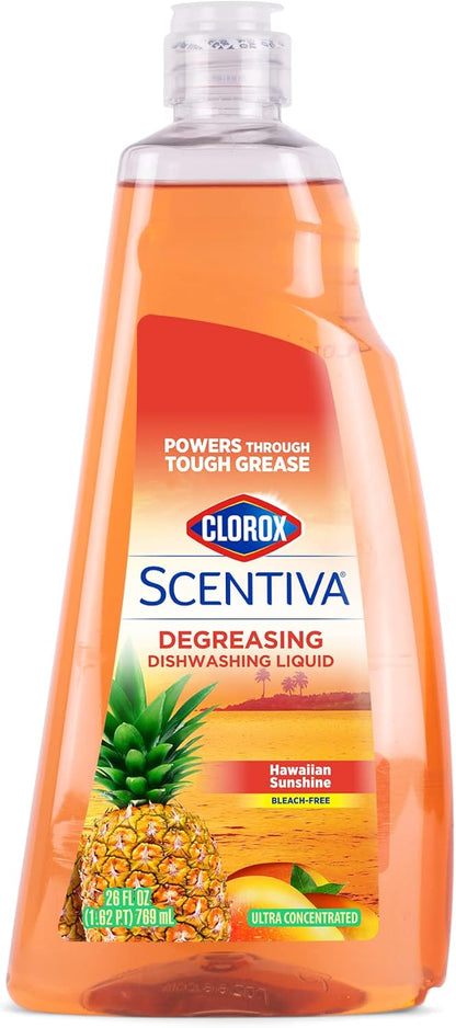 CLOROX Scentiva Dishwashing Liquid Soap | Smells Great and Cuts Through Grease Fast | Quick Rinsing Formula for a Powerful Clean You Can Trust, Pacific Breeze & Coconut, 26 Oz (Pack of 6)