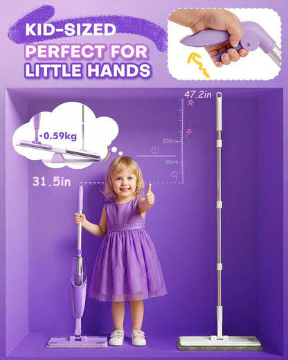 Toddler Spray Mop-Montessori Toys Mini Size Cleaning Mini Mop that Really Spray -Kid Pretend Play Toys Gift for Toddlers Girls Boys