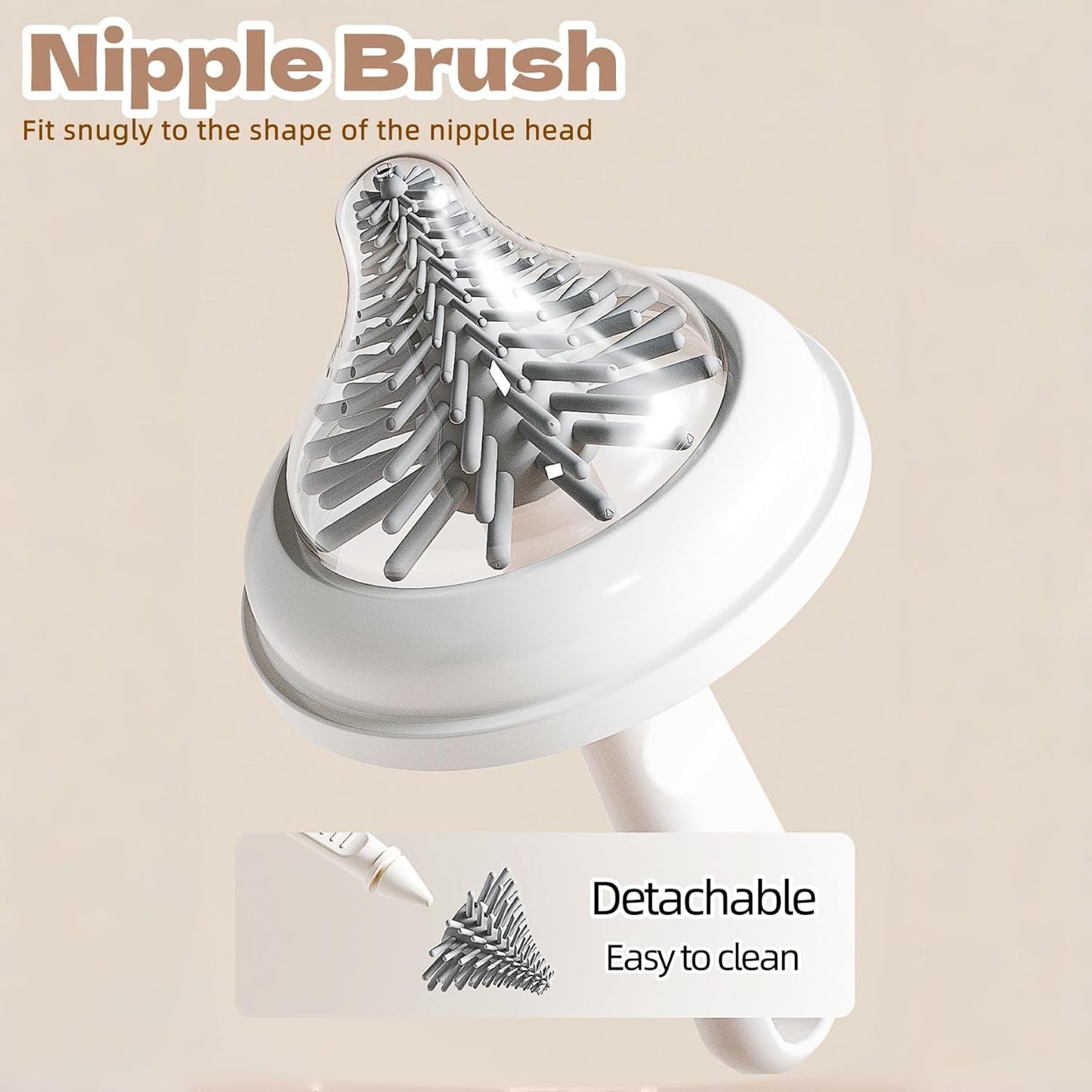 6-in-1 Baby Bottle Brush Set with Nipple Brush, Silicone Bottle Brush,Straw Brush, Soap Dispenser, Drying Rack, Portable Travel Cleaning Kit for Newborn Care with Baby Essential