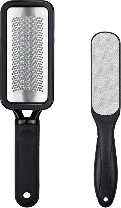Foot File Foot Scrubber Pedicure, 2 Pcs Stainless Steel Callus Remover for Feet, Professional Foot Grater Rasp Scraper Corns Callous Removers Tool to Hard Skin Corns for Dry and Wet Fee