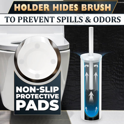 Stylish Stainless Steel Toilet Brush and Holder Set - Silver Toilet Bowl Brush and Holder with Splash Cover, Sturdy Bristles, Corrosion & Scratch Resistant - Elegant Design, Effective Deep Cleaning