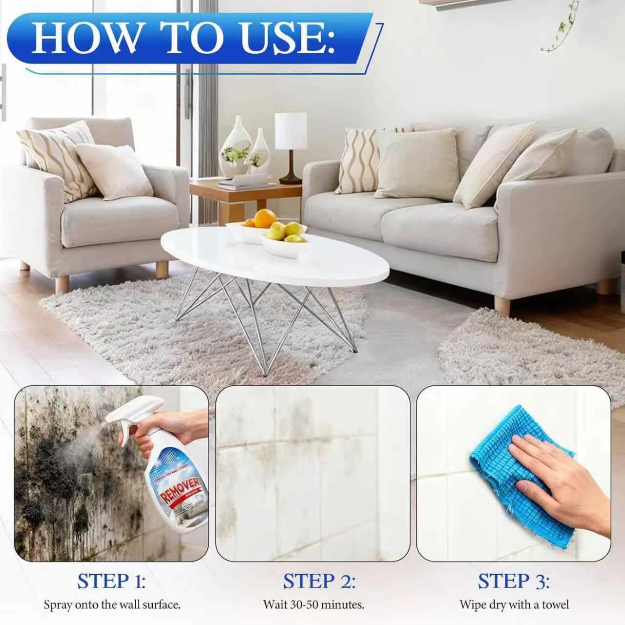 Highly Effective Removal Spray,Wall Cleaner Spray-Bathroom Foam Cleaner for Shower,Tile,Fabric,Bathrooms,Kitchens