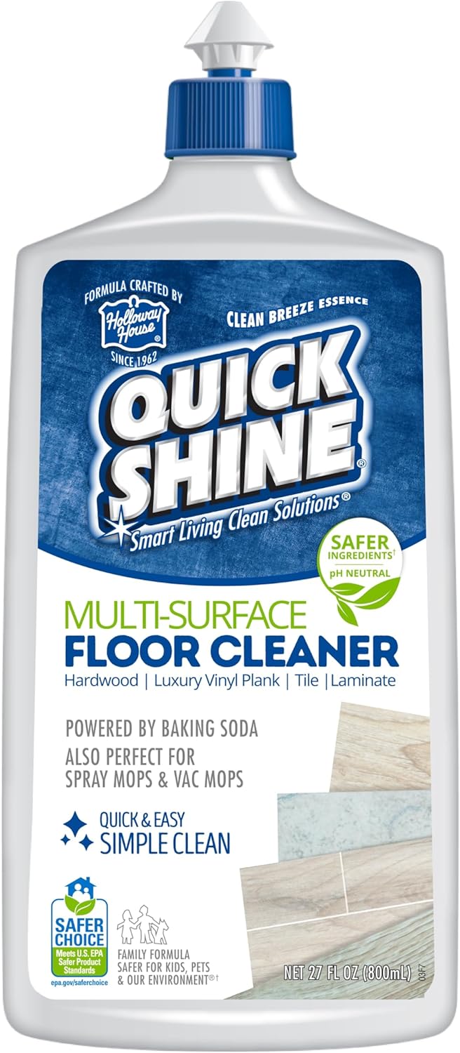 Quick Shine Multi Surface Floor Cleaner 64oz, Ready to Use-Streak Free-No Rinse, Use on Hardwood, Laminate, Luxury Vinyl Plank & Stone, Use in Spray Mops & Vac Mops, Safer Choice Cleaner