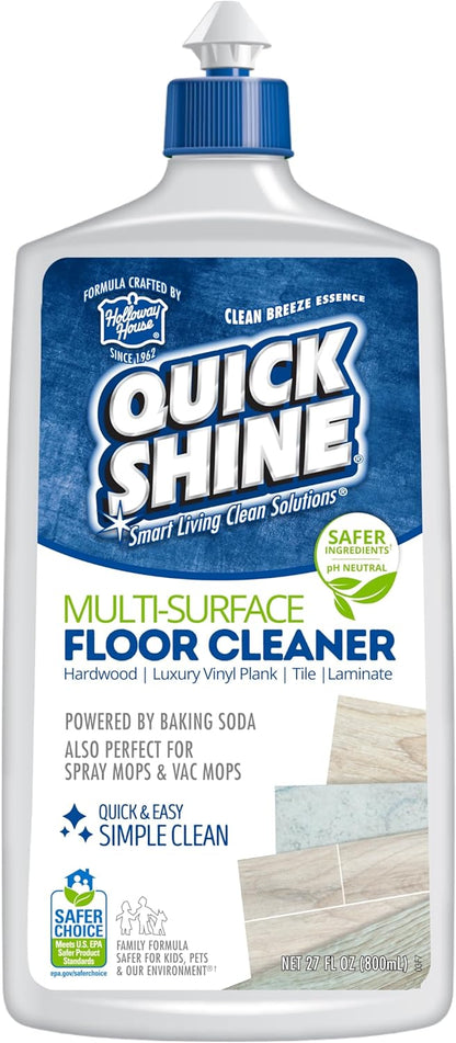 Quick Shine Multi Surface Floor Cleaner 64oz, Ready to Use-Streak Free-No Rinse, Use on Hardwood, Laminate, Luxury Vinyl Plank & Stone, Use in Spray Mops & Vac Mops, Safer Choice Cleaner