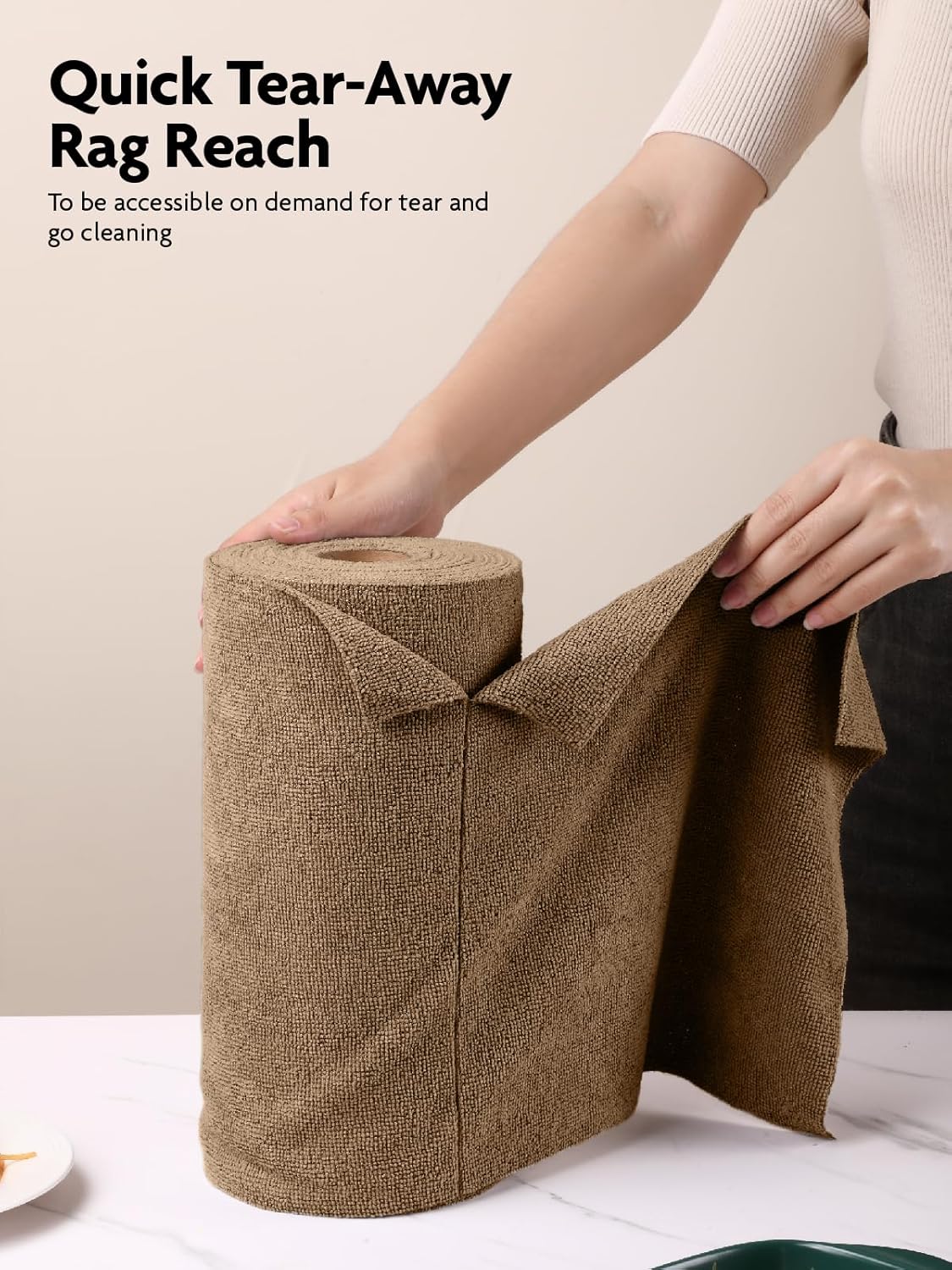 Fantasticlean Microfiber Cleaning Cloth Roll -40 Pack, Tear Away Microfiber Towels, 12" x 12", Reusable, Washable, Scratch Free, Ultra Absorbent Dishcloth for All-Around Cleaning Supplies (White)