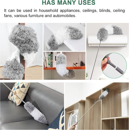 SetSail Extra-Long Dusters with Extension Pole 100-inch for Cleaning, Bendable Microfiber Head Washable Ceiling Fan Duster for High Ceilings, Furniture
