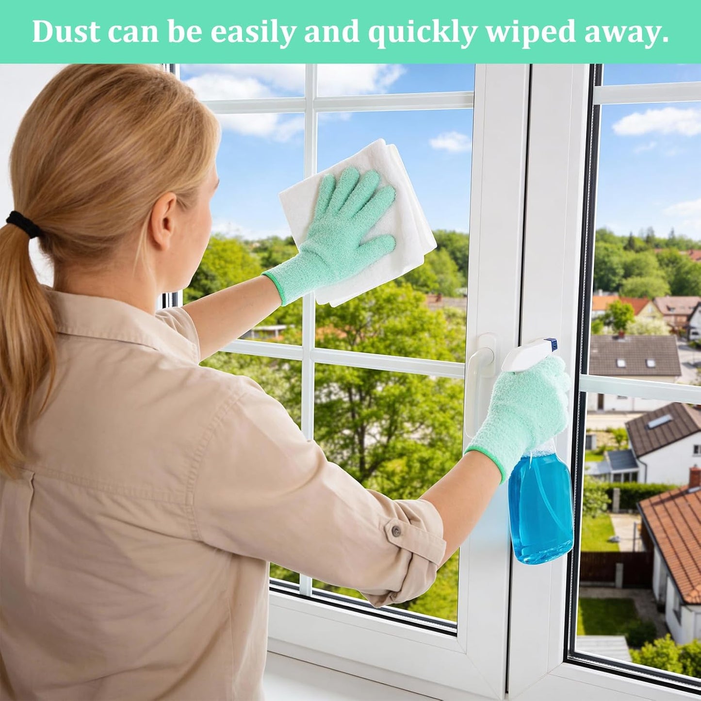 Abeillo Microfiber Gloves for Plants Dusting Cleaning, Reusable Washable Cleaning Gloves Mittens House Cars Blinds Dusting