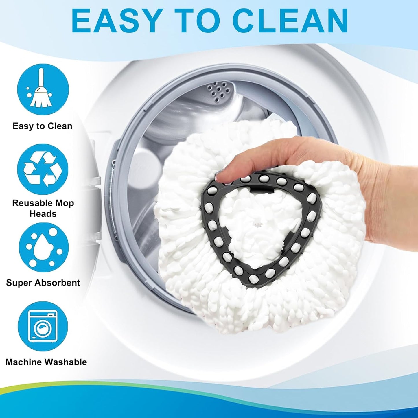 O-Cedar Spin Mop Head, Base Replacement for EasyWring 1 Tank System, 6 Microfiber Mop Refills, 1 Base and 1 Scrub Brush Set Combo, White