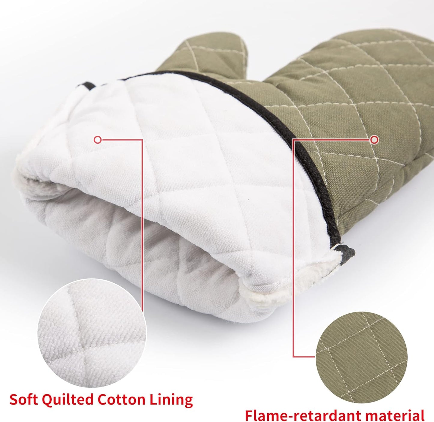 ARCLIBER Oven Mitts 1 Pair of Quilted Terry Cloth Cotton Lining,Extra Long Professional Classic Oven Mitt Heat Resistant Kitchen Oven Gloves,16 Inch