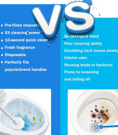 60 Pcs Disposable Toilet Wand Refills for Clorox, 5X Cleaning Power Scrubber, Upgrade Fiber Cleaner Heads for for Toilet and Bathroom Cleaning