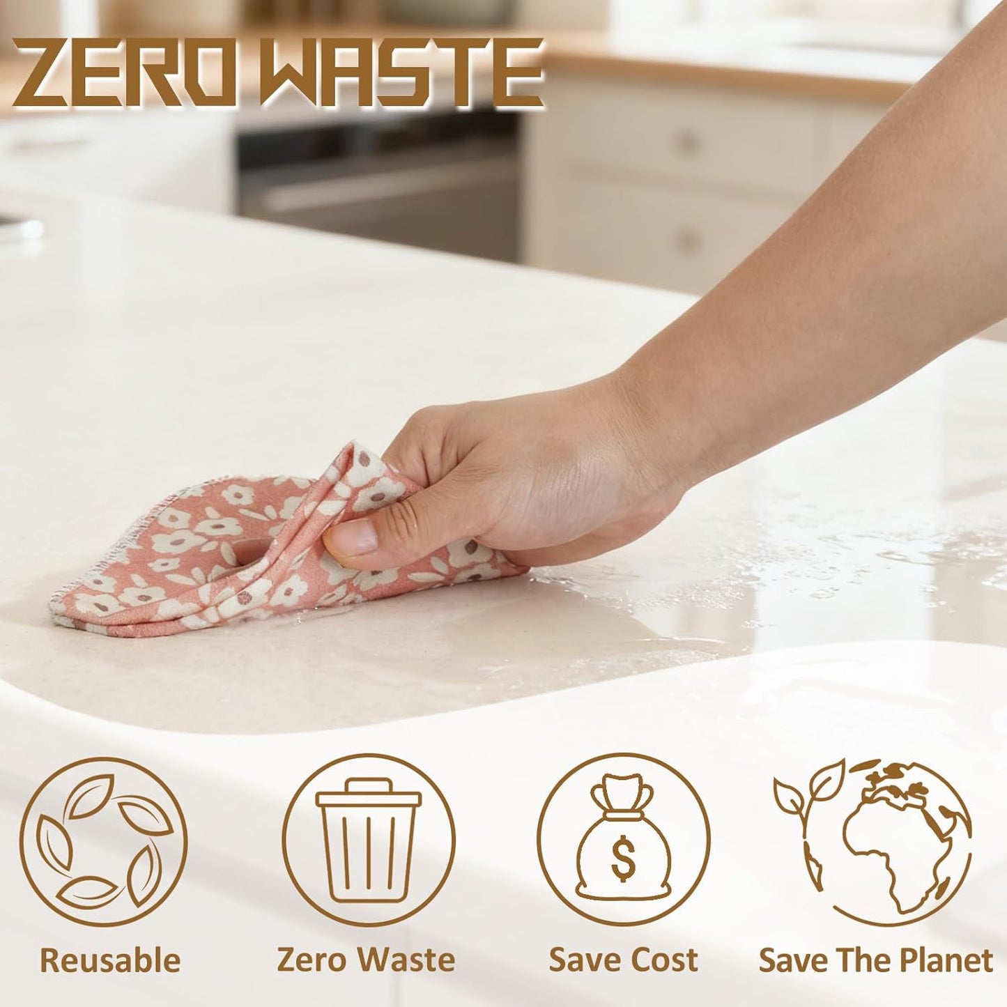25 Pack Reusable Paper Towels, Paperless Towels Roll Washable Cotton Cloth for Kitchen Towels Zero Waste Products Alternative Paper Towels Alternative (Bohemian)
