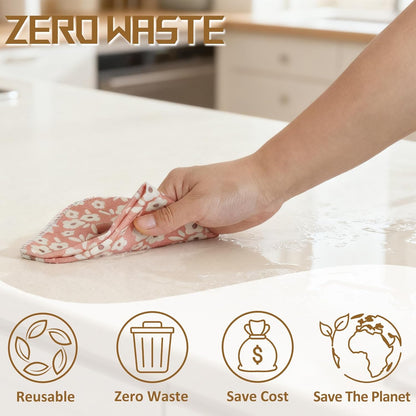 25 Pack Reusable Paper Towels, Paperless Towels Roll Washable Cotton Cloth for Kitchen Towels Zero Waste Products Alternative Paper Towels Alternative (Bohemian)