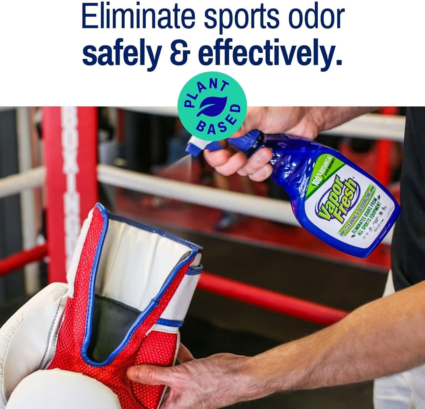 Vapor Fresh Sports Cleaner and Deodorizer - For Boxing Gloves, Sports Pads, Helmets, Gym Bags, Gym Equipment and More - Naturally Powered By Plants, 16 Fl Oz (1-Pack)