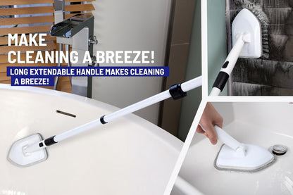 Moku Home Shower Scrubber 3 in 1 Extendable Long Handle 58" Cleaning Brush - Non Scratch Shower Brush for Cleaning Bathroom Kitchen Toilet Wall Tub Tile (Gray)