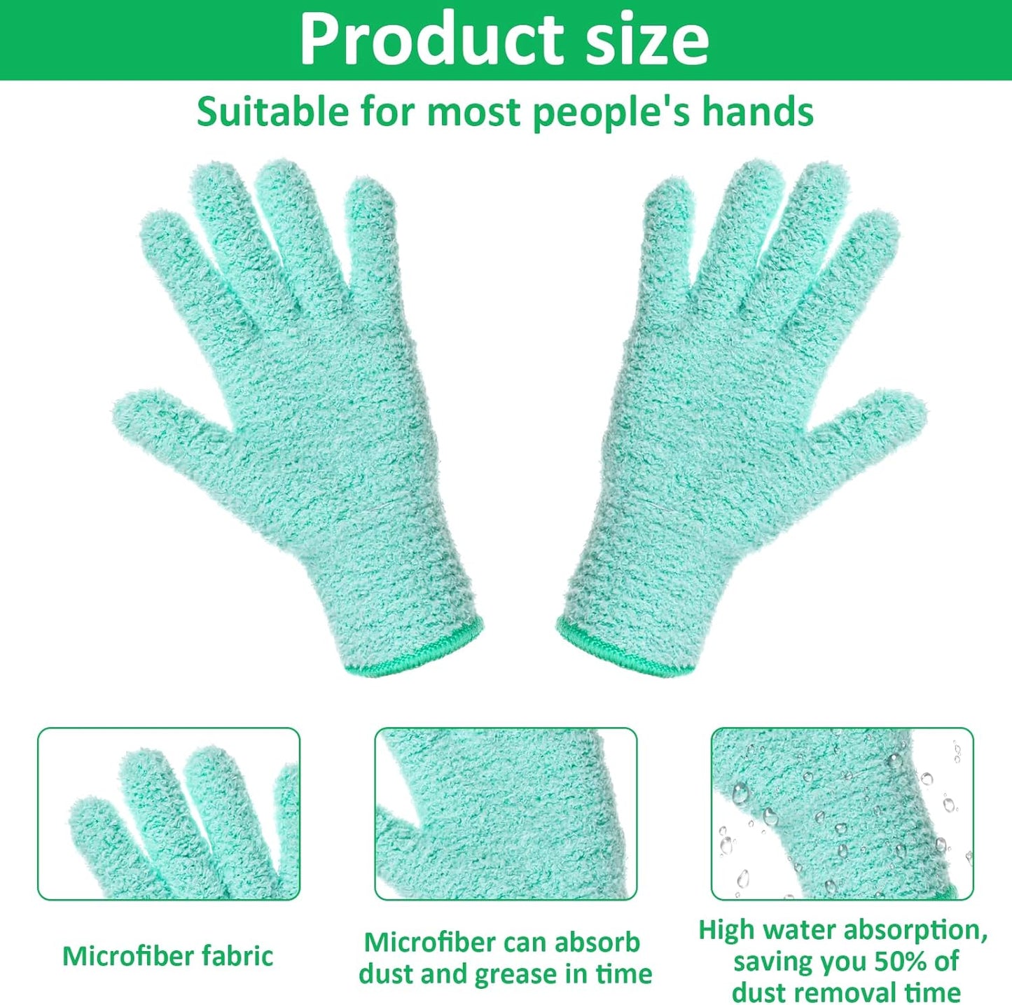 Thinp 2 Pairs Microfiber Dusting Gloves, Reusable Plant Cleaning Gloves-Washable Leaf Cleaning Gloves Gentle Dusting Mitt for Plants House Kitchen Car Blinds Lamps (Pink, Green)