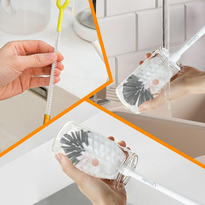 2 Pack 14 Inch Bottle Brush & 12 Inch Straw Brush Cleaner Set - Heavy Duty Kitchen Bottle Brushes for Cleaning Water Bottles, Mugs, Sippy Cups & Tumblers, Lab Use (Large)